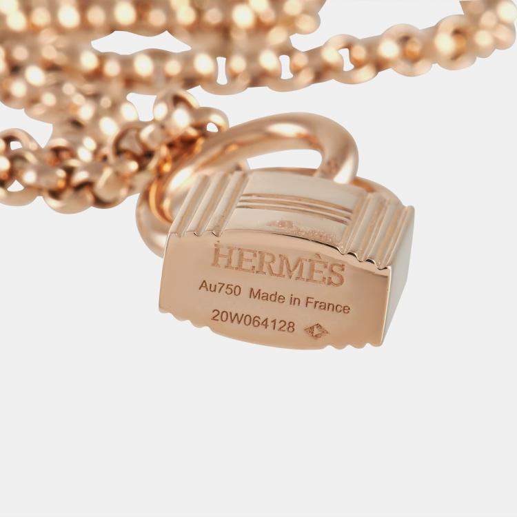 Pre Owned Hermes Kelly Clochette 18K Rose Gold Long Necklace