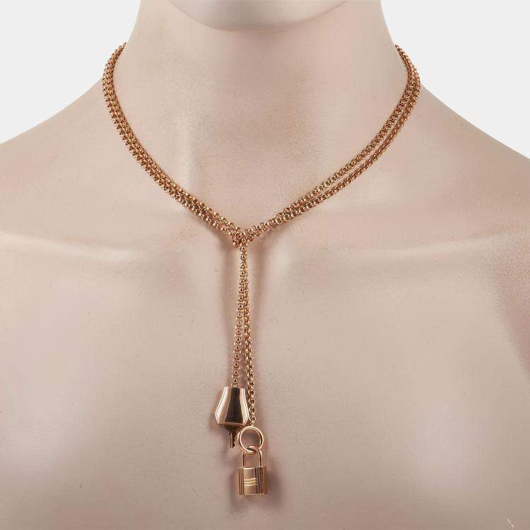 Hermes Kelly Clochette 18K Rose Gold Long Necklace Hermes | TLC