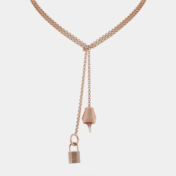 Pre Owned Hermes Kelly Clochette 18K Rose Gold Long Necklace
