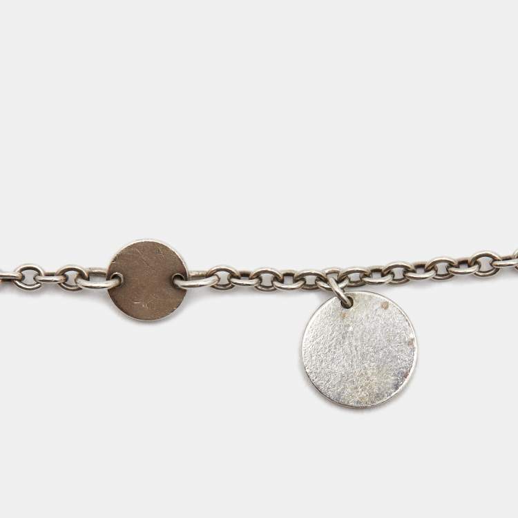 Pre Owned Hermes Ex-Libris 18k Rose Gold Sterling Silver Bracelet