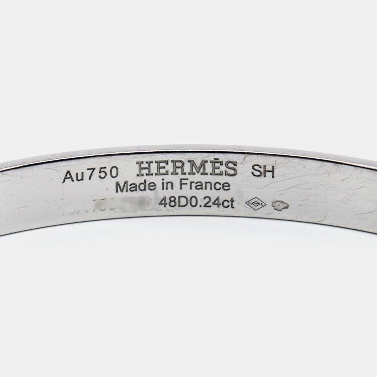 Pre Owned Hermes Collier De Chien Diamonds 18k White Gold Bracelet SH