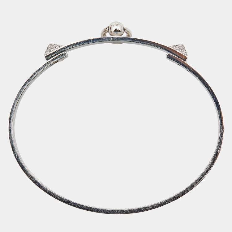 Pre Owned Hermes Collier De Chien Diamonds 18k White Gold Bracelet SH