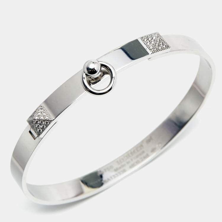 Pre Owned Hermes Collier De Chien Diamonds 18k White Gold Bracelet SH