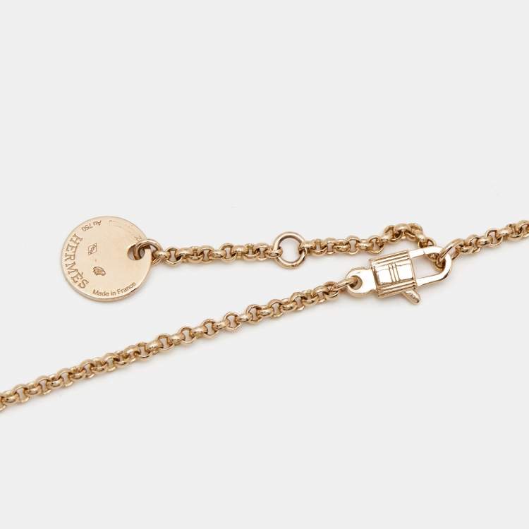 Pre Owned Hermes Kelly Clochette Diamonds 18k Rose Gold Small Model Necklace