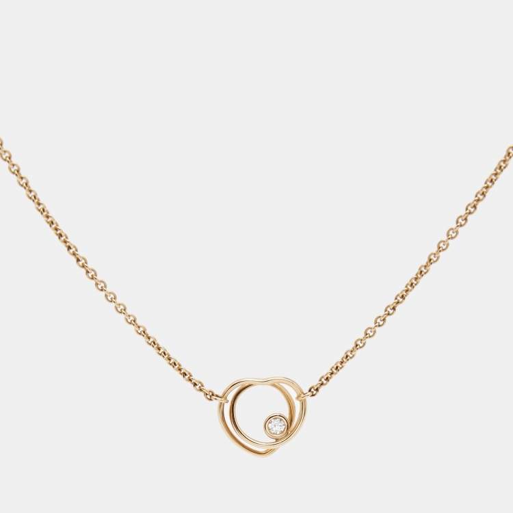 Pre Owned Hermes Vertige Cœur Diamond 18k Rose Gold Small Model Necklace