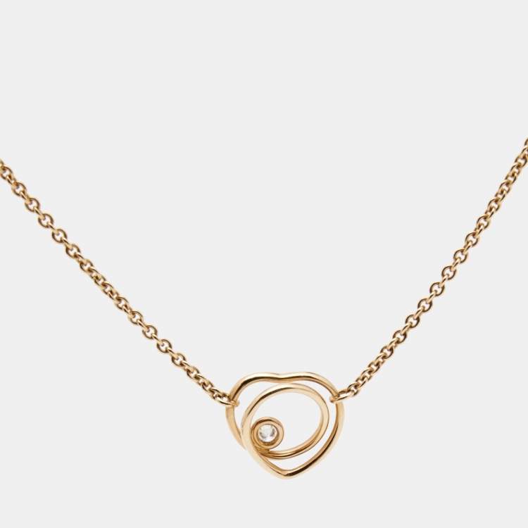 Pre Owned Hermes Vertige Cœur Diamond 18k Rose Gold Small Model Necklace