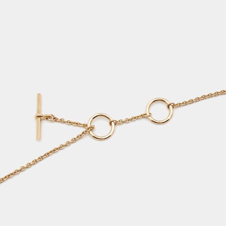 Pre Owned Hermes Vertige Cœur Diamond 18k Rose Gold Small Model Necklace
