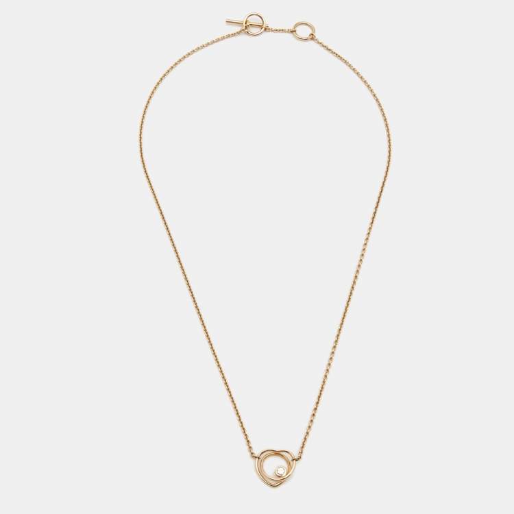 New 100% Authentic HERMES 18K Rose Gold Diamond Finesse Pendant Necklace |  eBay