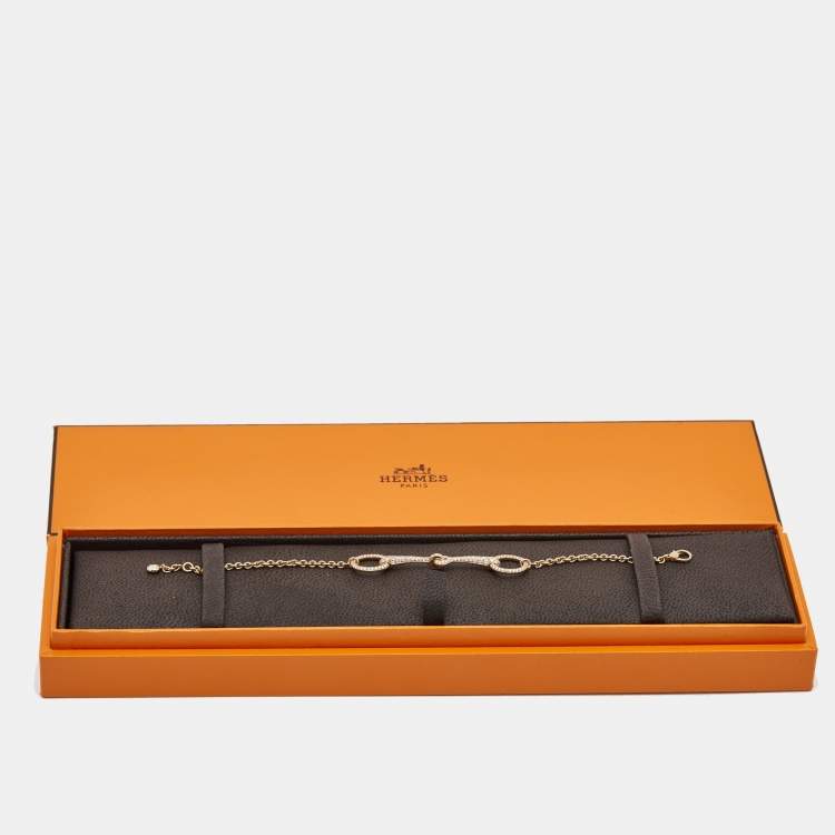 Pre Owned Hermes Filet d'Or Diamonds 18k Rose Gold Bracelet