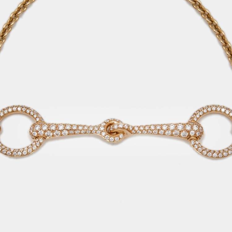 Pre Owned Hermes Filet d'Or Diamonds 18k Rose Gold Bracelet