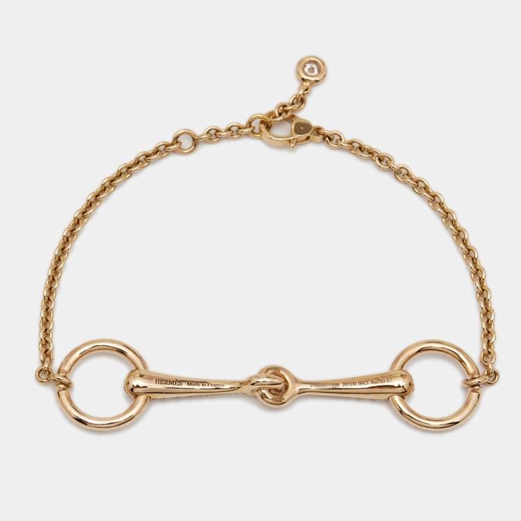 Pre Owned Hermes Filet d'Or Diamonds 18k Rose Gold Bracelet