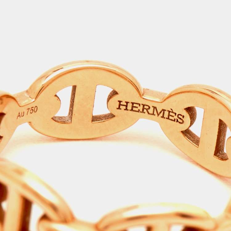 Pre Owned Hermès Chaine d'Ancre Enchainee 18k Rose Gold Ring Size 52