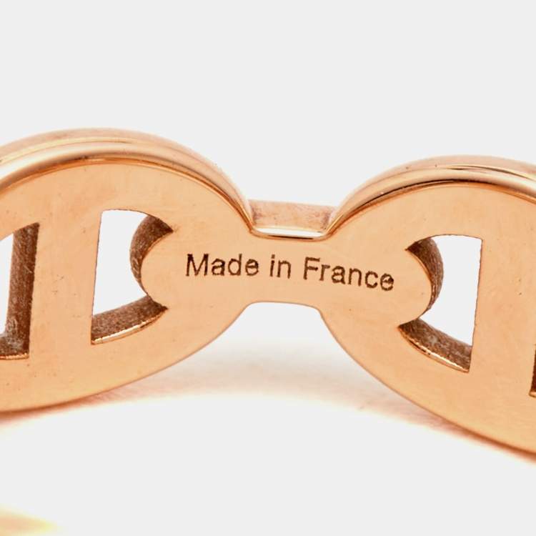 Pre Owned Herm�ès Chaine d'Ancre Enchainee 18k Rose Gold Ring Size 52