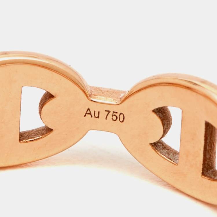 Pre Owned Hermès Chaine d'Ancre Enchainee 18k Rose Gold Ring Size 52