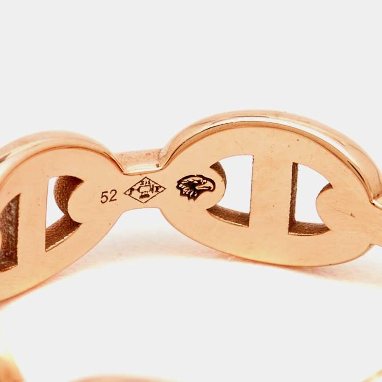 Pre Owned Hermès Chaine d'Ancre Enchainee 18k Rose Gold Ring Size 52