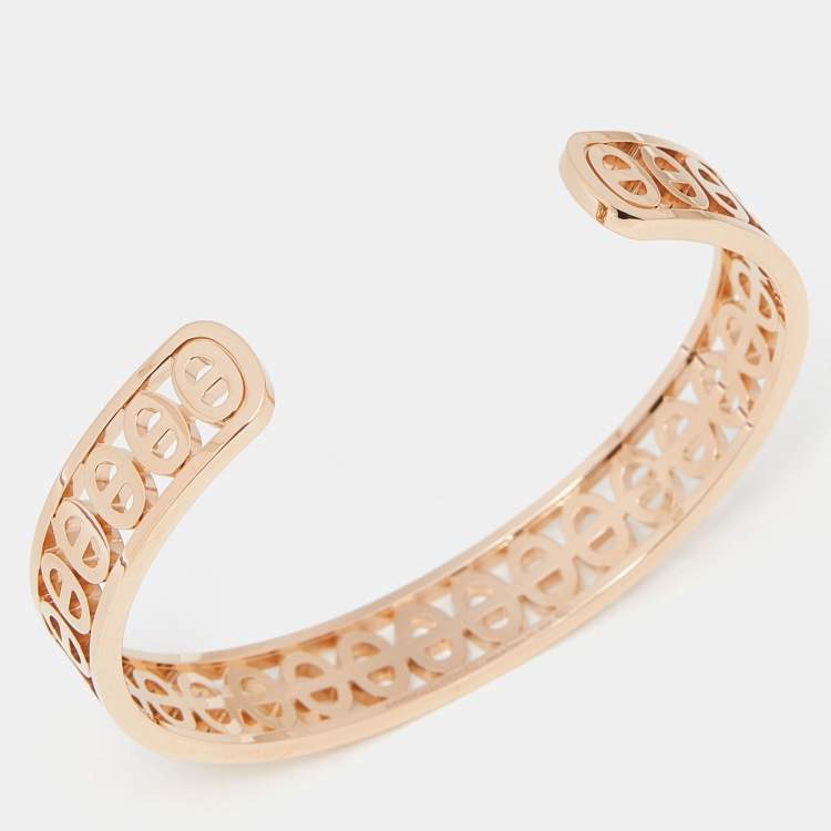 Pre Owned Hermes Chaine D'ancre Divine 18K Rose Gold Small Model Open Cuff Bracelet SH