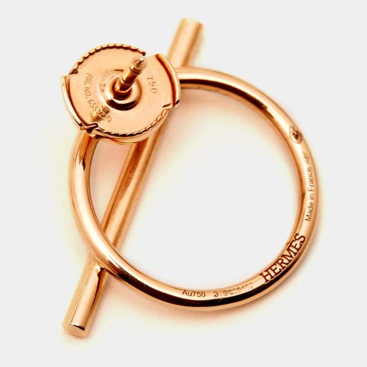 Pre Owned Hermès Enchappe 18k Rose Gold Earrings