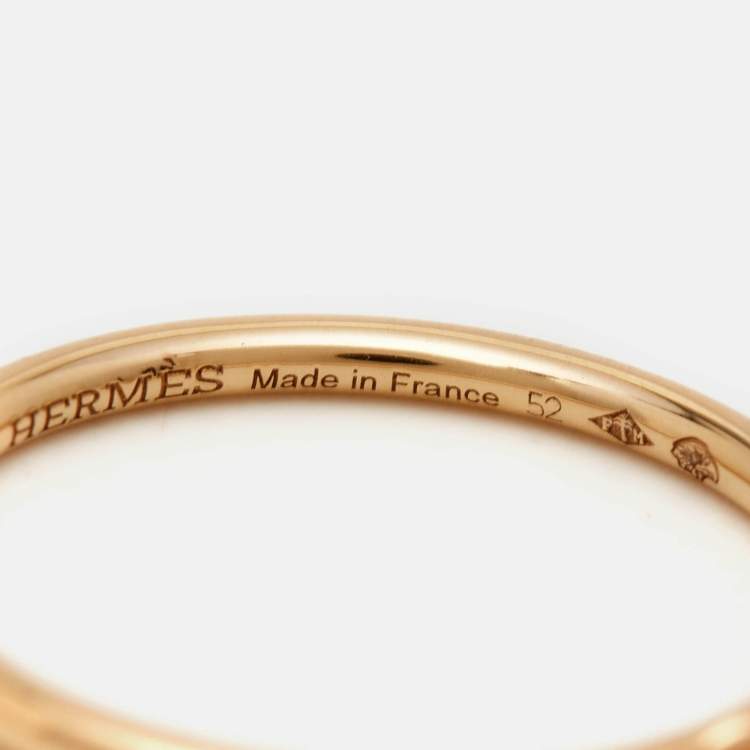 Pre Owned Hermès Gambade 18k Rose Gold Ring Size 52
