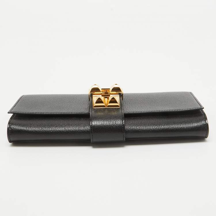 Pre Owned Hermes Noir Chevre Mysore Leather Medor 23 Clutch