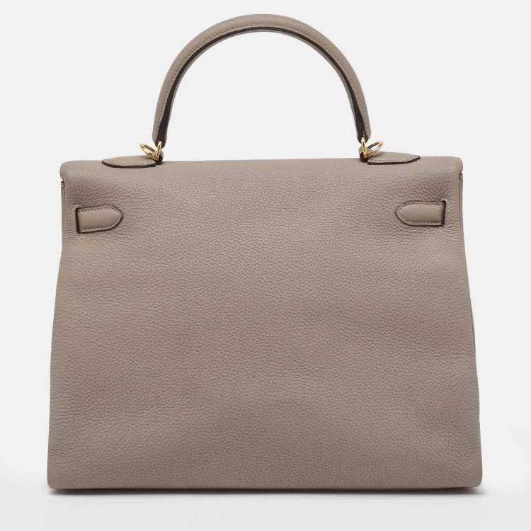 Pre Owned Hermes Gris Asphalt Togo Leather Gold Finish Kelly Retourne 35 Bag