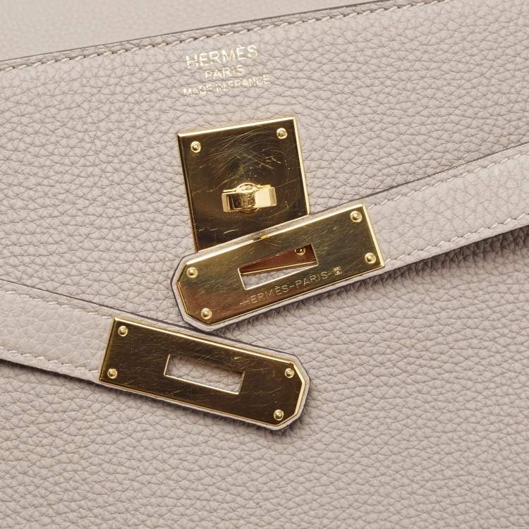 Pre Owned Hermes Gris Asphalt Togo Leather Gold Finish Kelly Retourne 35 Bag