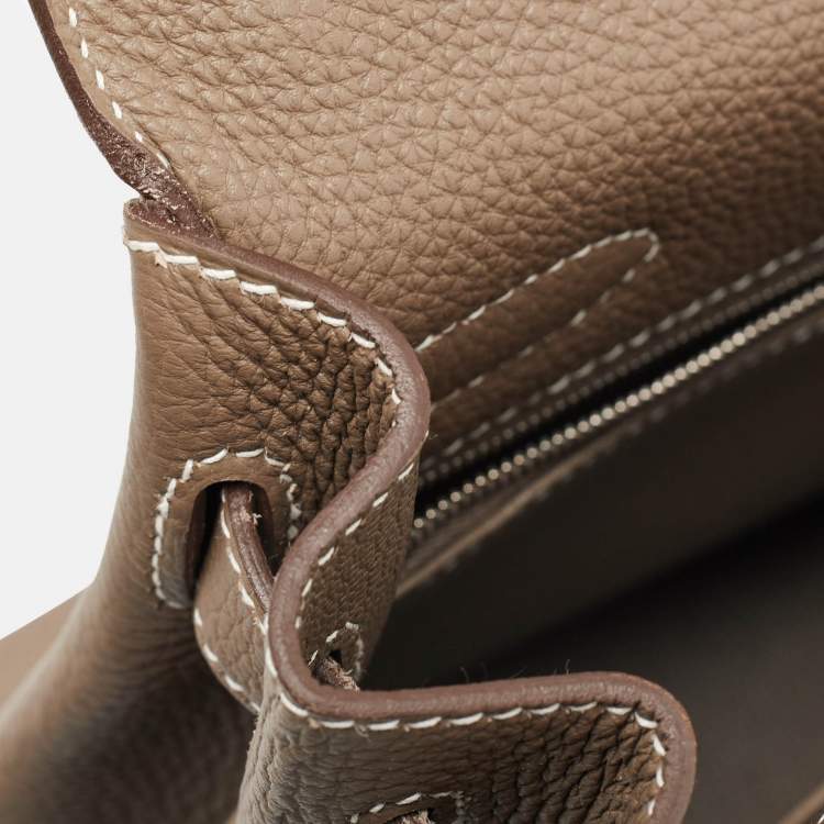 Pre Owned Hermes Etoupe Togo Leather Palladium Finish Kelly Retourne 32 Bag