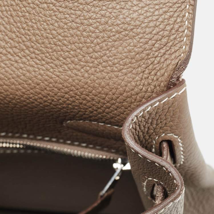 Pre Owned Hermes Etoupe Togo Leather Palladium Finish Kelly Retourne 32 Bag