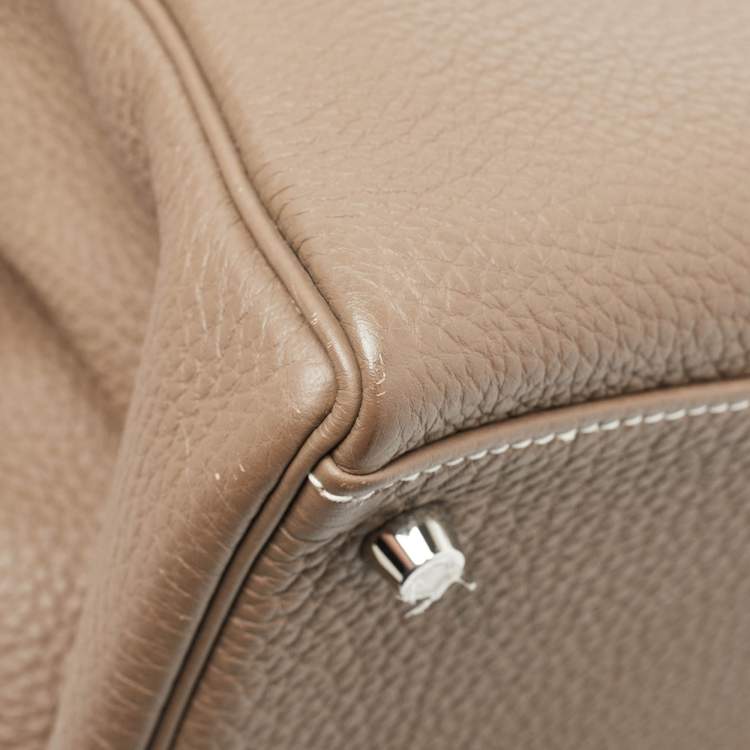Pre Owned Hermes Etoupe Togo Leather Palladium Finish Kelly Retourne 32 Bag