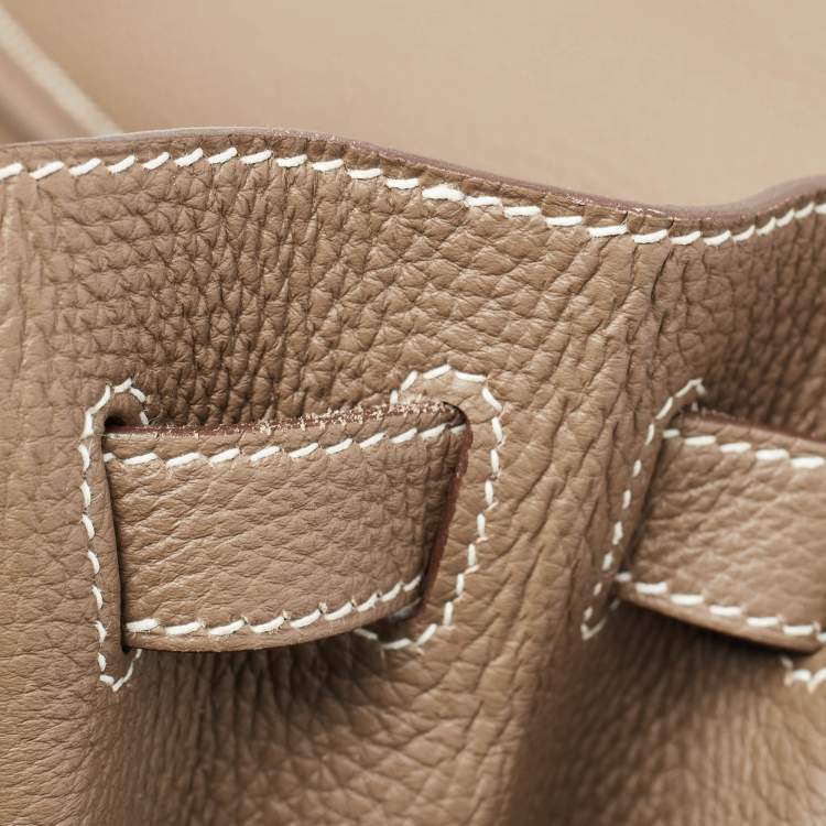 Pre Owned Hermes Etoupe Togo Leather Palladium Finish Kelly Retourne 32 Bag