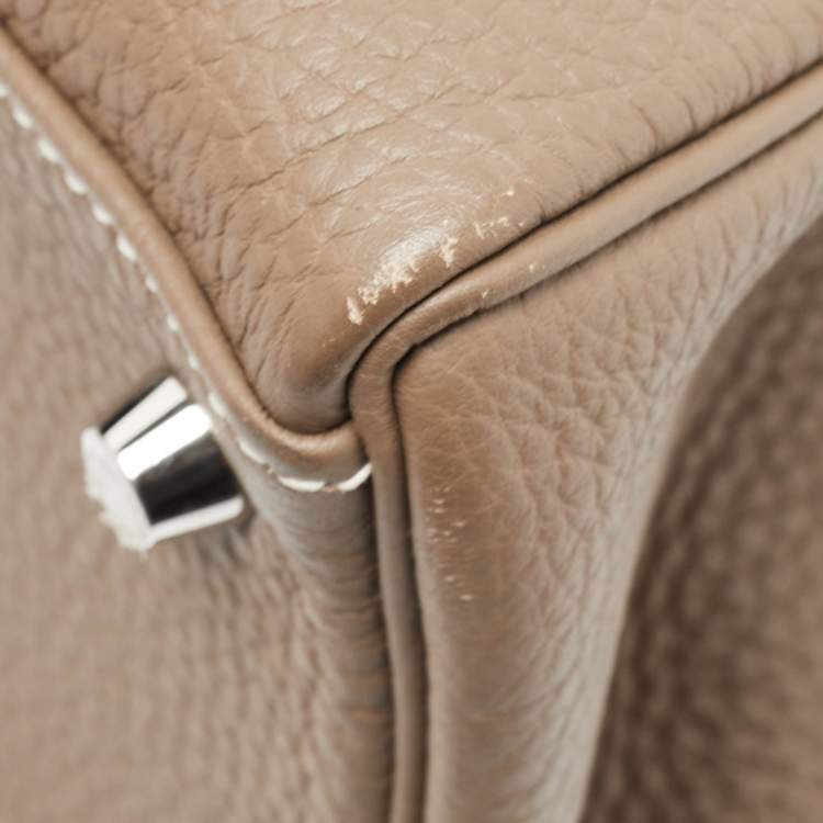 Pre Owned Hermes Etoupe Togo Leather Palladium Finish Kelly Retourne 32 Bag
