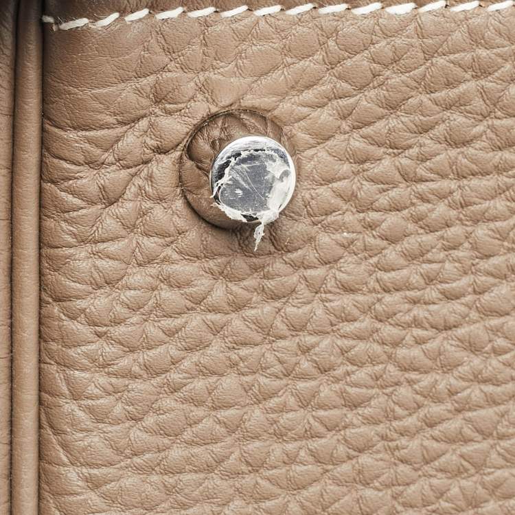 Pre Owned Hermes Etoupe Togo Leather Palladium Finish Kelly Retourne 32 Bag