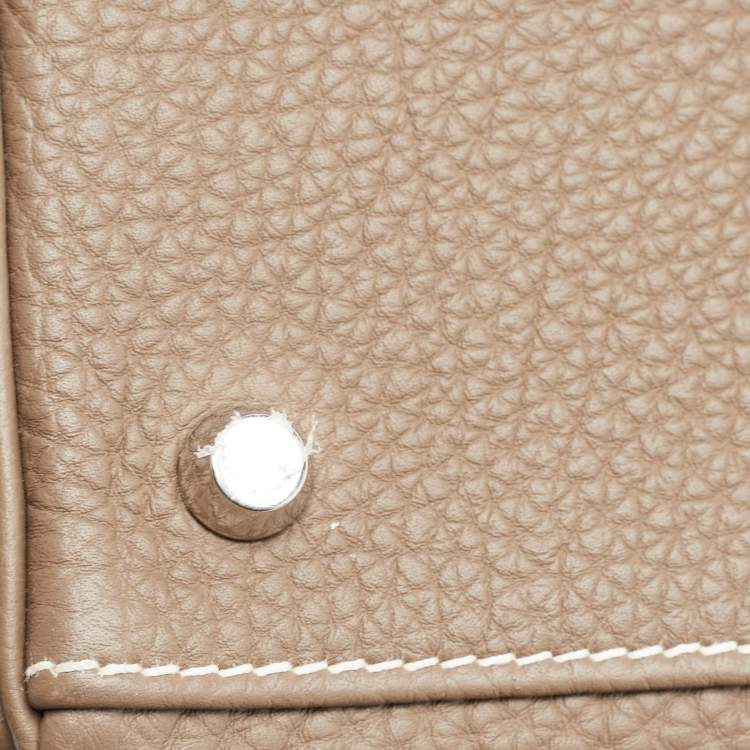 Pre Owned Hermes Etoupe Togo Leather Palladium Finish Kelly Retourne 32 Bag