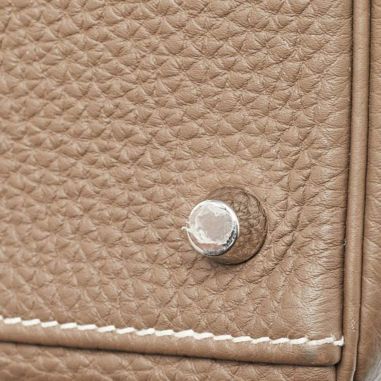 Pre Owned Hermes Etoupe Togo Leather Palladium Finish Kelly Retourne 32 Bag