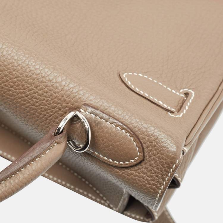 Pre Owned Hermes Etoupe Togo Leather Palladium Finish Kelly Retourne 32 Bag