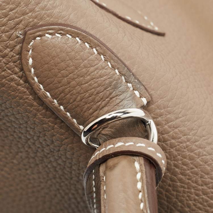 Pre Owned Hermes Etoupe Togo Leather Palladium Finish Kelly Retourne 32 Bag