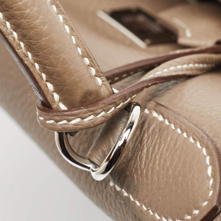 Pre Owned Hermes Etoupe Togo Leather Palladium Finish Kelly Retourne 32 Bag