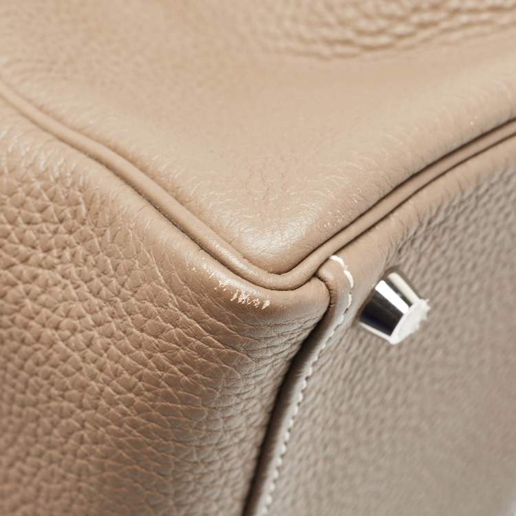 Pre Owned Hermes Etoupe Togo Leather Palladium Finish Kelly Retourne 32 Bag