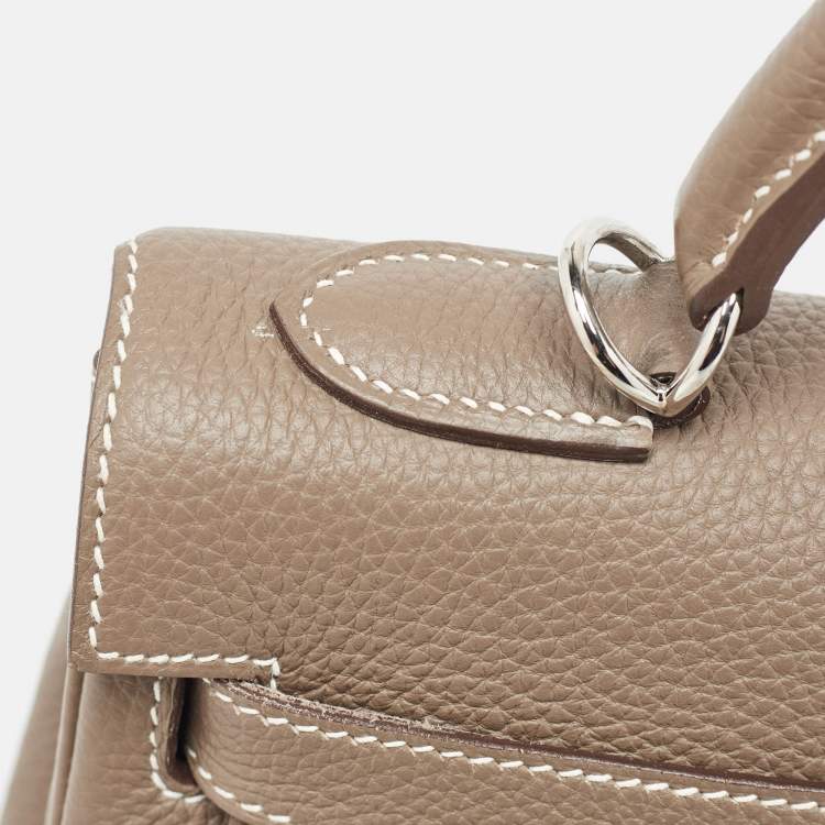 Pre Owned Hermes Etoupe Togo Leather Palladium Finish Kelly Retourne 32 Bag