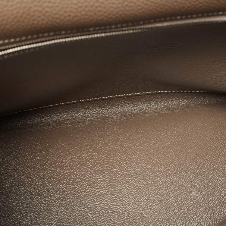 Pre Owned Hermes Etoupe Togo Leather Palladium Finish Kelly Retourne 32 Bag