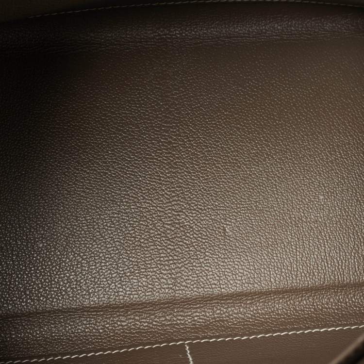 Pre Owned Hermes Etoupe Togo Leather Palladium Finish Kelly Retourne 32 Bag