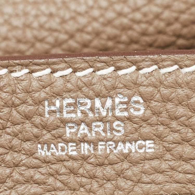 Pre Owned Hermes Etoupe Togo Leather Palladium Finish Kelly Retourne 32 Bag