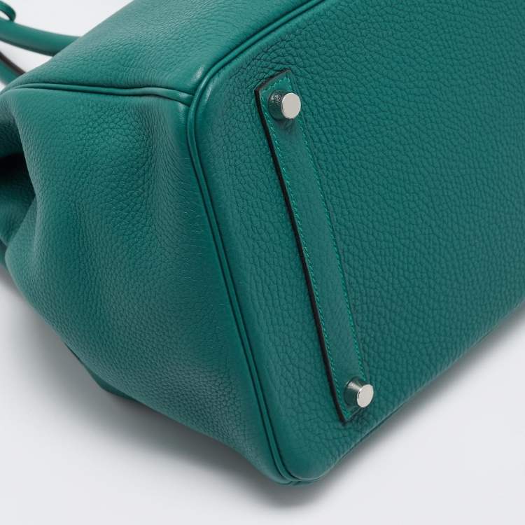 Pre Owned Hermes Malachite Togo Leather Palladium Finish Birkin 35 Bag