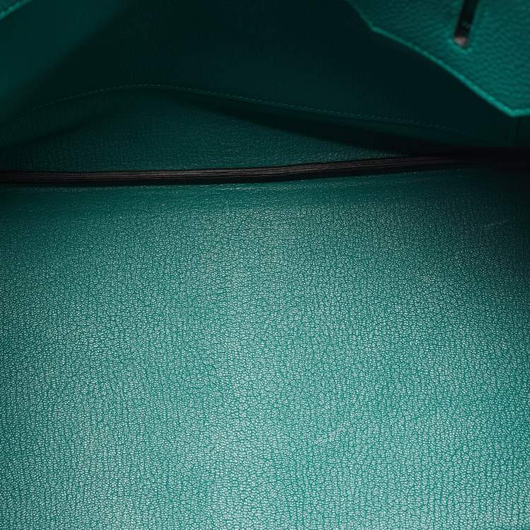 Pre Owned Hermes Malachite Togo Leather Palladium Finish Birkin 35 Bag
