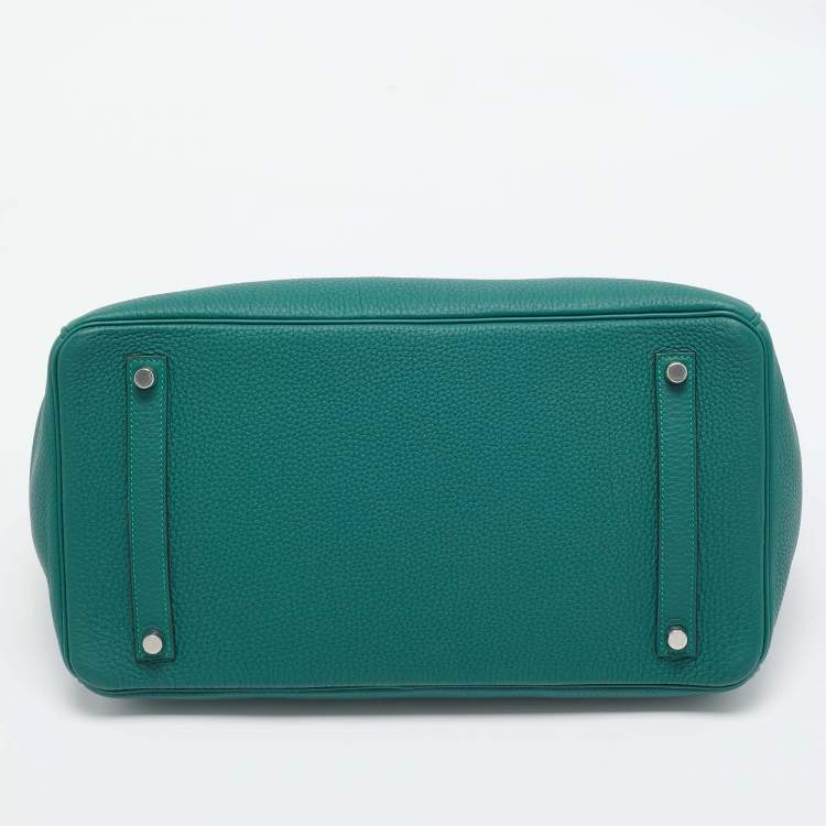 Pre Owned Hermes Malachite Togo Leather Palladium Finish Birkin 35 Bag