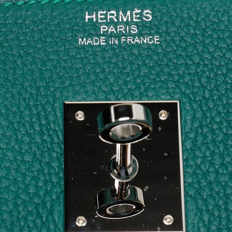Pre Owned Hermes Malachite Togo Leather Palladium Finish Birkin 35 Bag