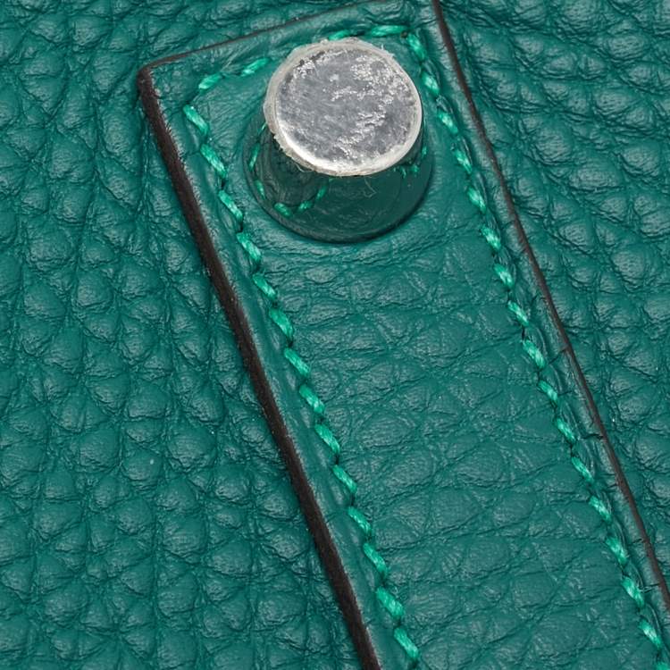 Pre Owned Hermes Malachite Togo Leather Palladium Finish Birkin 35 Bag