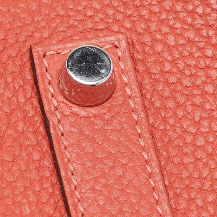 Pre Owned Hermes Rouge Pivoine Togo Leather Palladium Finish Birkin 35 Bag