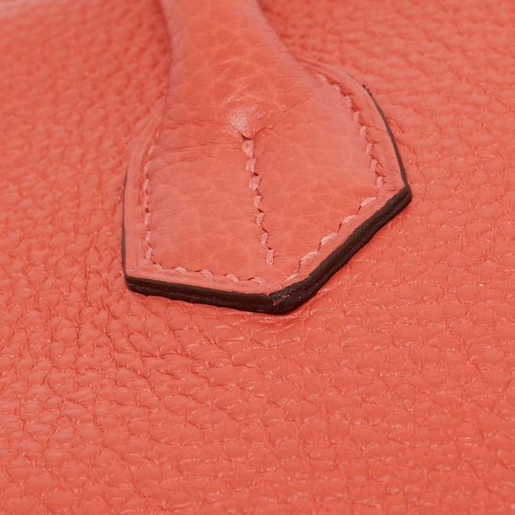 Pre Owned Hermes Rouge Pivoine Togo Leather Palladium Finish Birkin 35 Bag