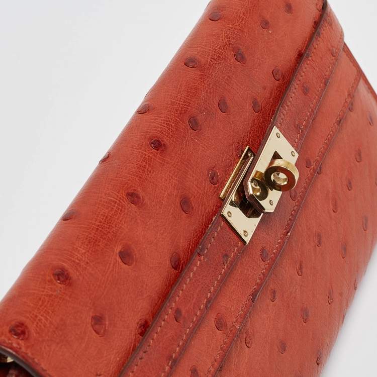 Pre Owned Hermes Sanguine Ostrich Kelly Longue Wallet