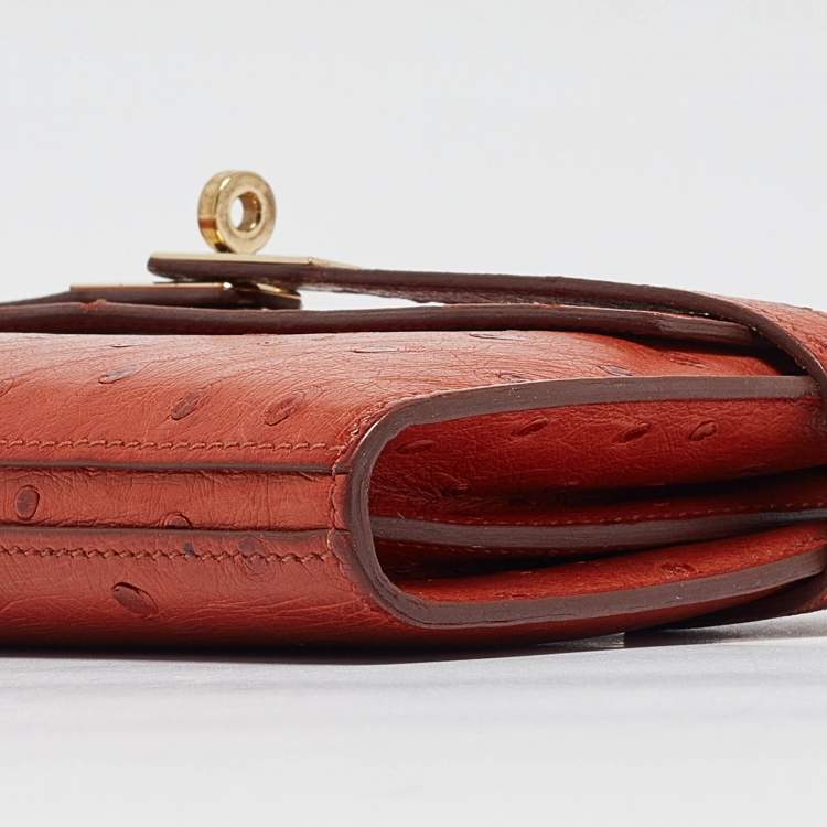 Pre Owned Hermes Sanguine Ostrich Kelly Longue Wallet